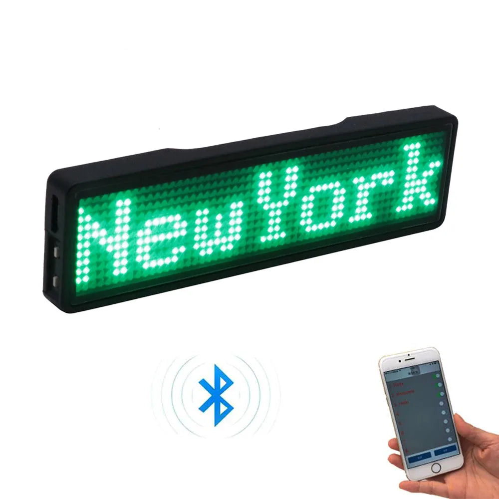 Bluetooth Led Name Badge Diy Programmable Scrolling Message Board Mini Lcd Display Pattern Display for Party Meeting