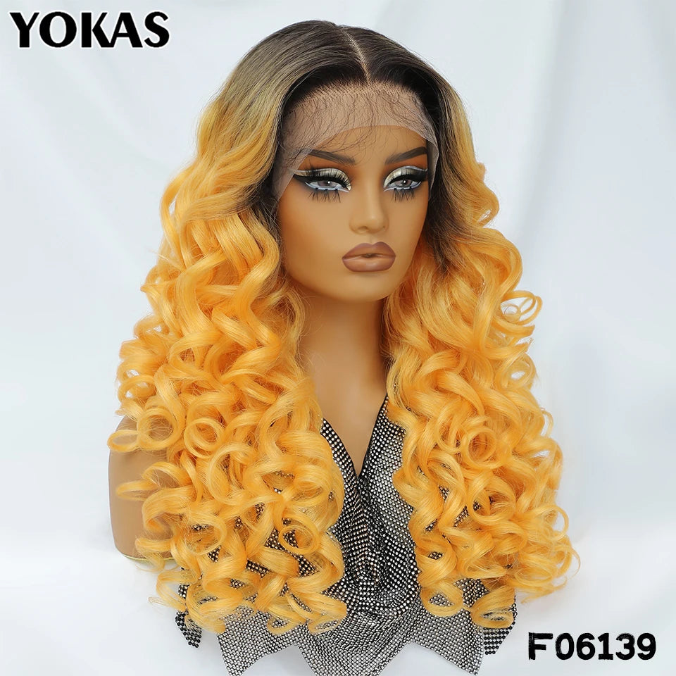 Latisha Lace Frontal Wig Synthetic 13x6 Curly Pre-Plucked Lace Frontal Wig With Baby Hair For Female 24" Lace Frontal Women Wigs