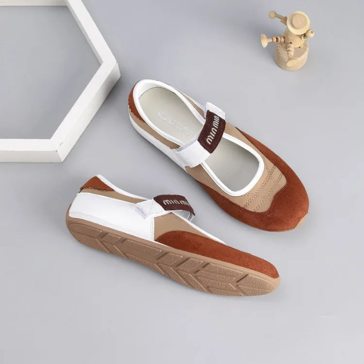 Spring and Autumn Women's Ballet Flat Shoes Retro Versatile  Shallow-mouth Single Shoes Fashion Hook Loop Casual Mary Jane Shoes