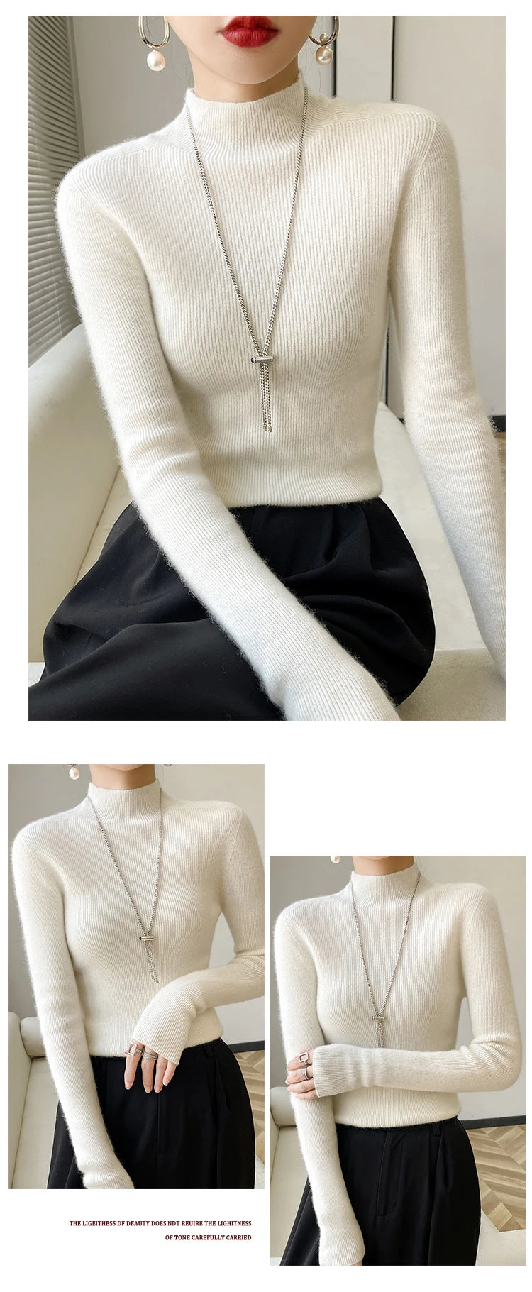 Female Slim Fit Women Sweater 2025 Autumn Winter Turtleneck Thickening Warm Soft Pullovers Ladies Solid Versatile Knitted Tops