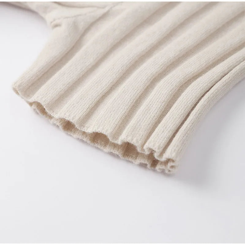 Knitted Women Long Dress Short Sleeve Pleated Lady Dresses 2024 Fashion Autumn Winter Hip Package O Neck Female Vestidos