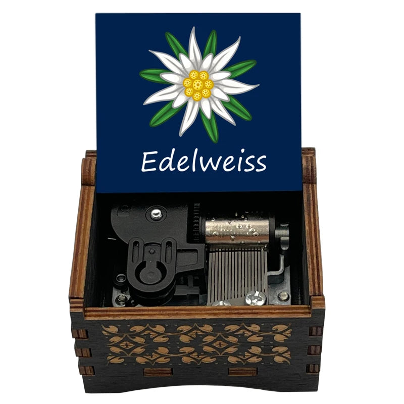 Edelweiss Wooden Music Box 18 Note Wind Up Movement Boutique Friends Birthday Gift Cute Home Decoration