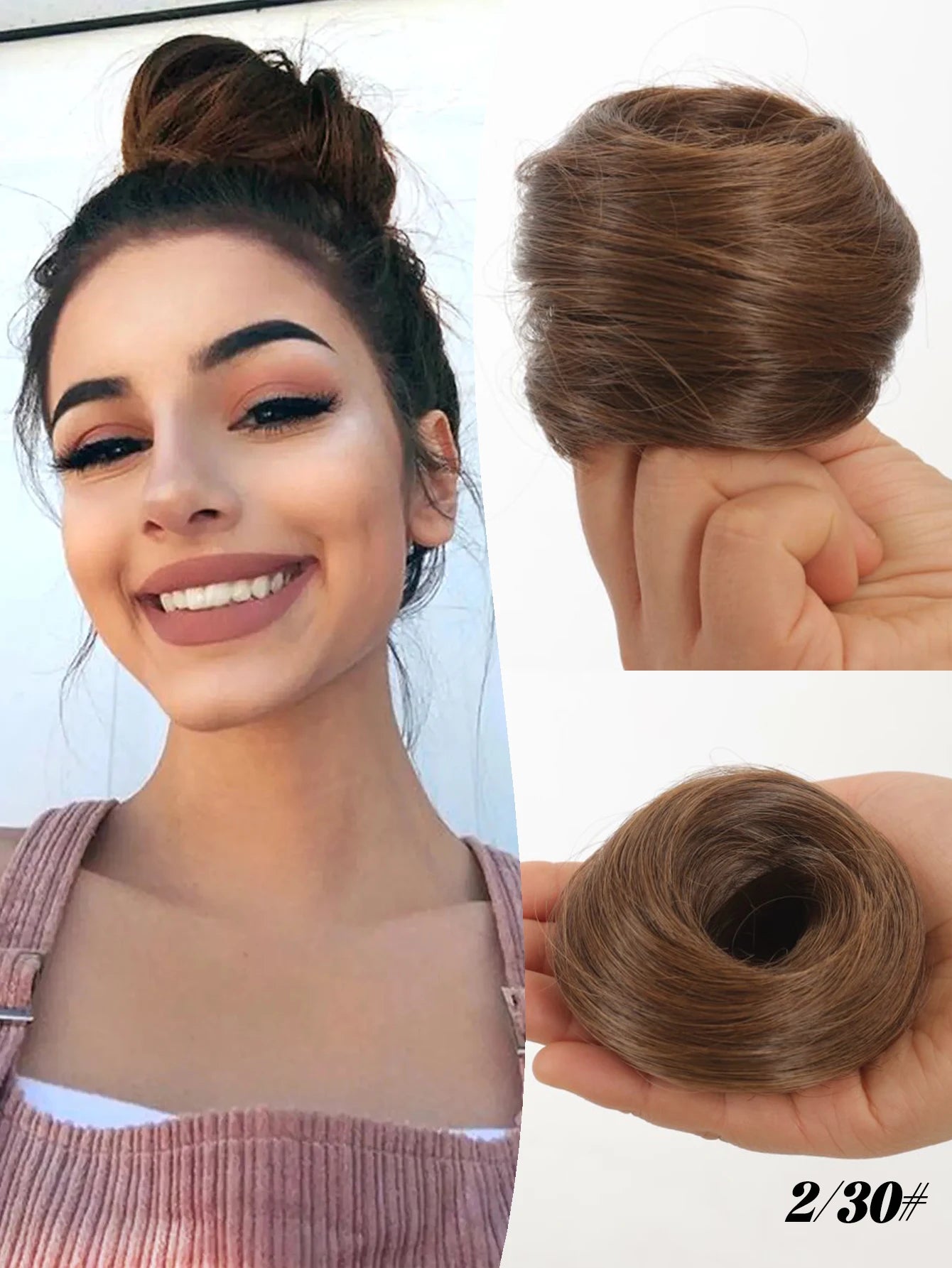 YELOWTIM Synthetic Chignon Elastic Rubber Band Fake Hair Bun Clip in on Hair Tail Extension Updo Hair Piece Ponytail For Women