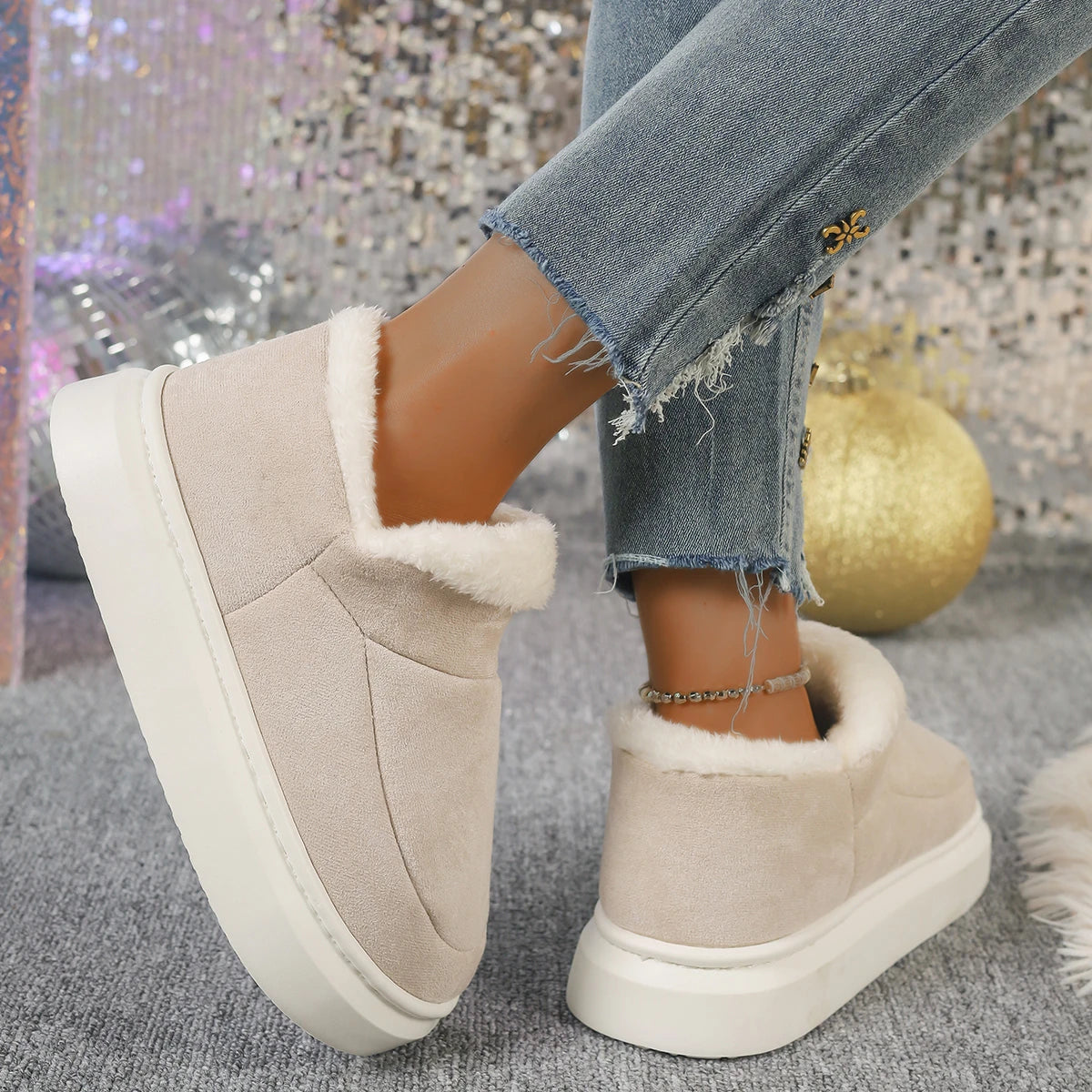 Women Boot 2024 New Winter Fashion Flats Platform Ankle Snow Boots Fur Women Shoes Short Plush Winter Warm Boots for Women