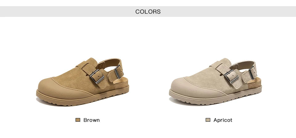 BEAUTODAY Casual Sandals Women Cow Suede Leather Buckle Strap Solid Color Round Toe Platform Fashion Ladies Shoes Handmade 34619