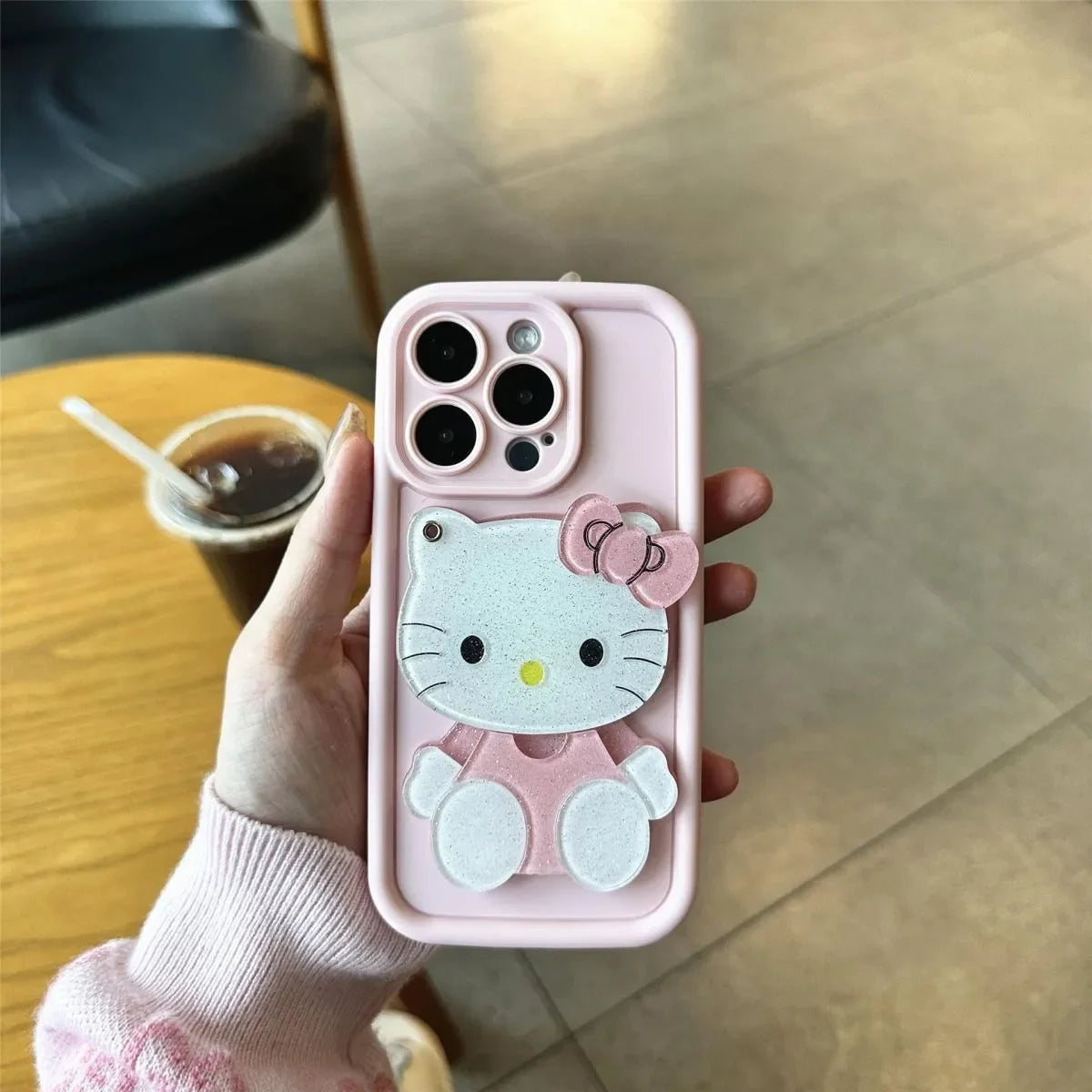 Cute Hello Kitty KT Cat Mirror Pink Bestie Phone Case For iPhone 16 15 14 13 12 11 Pro Max XR XS Max 7 8 Plus MINI Y2K Cover