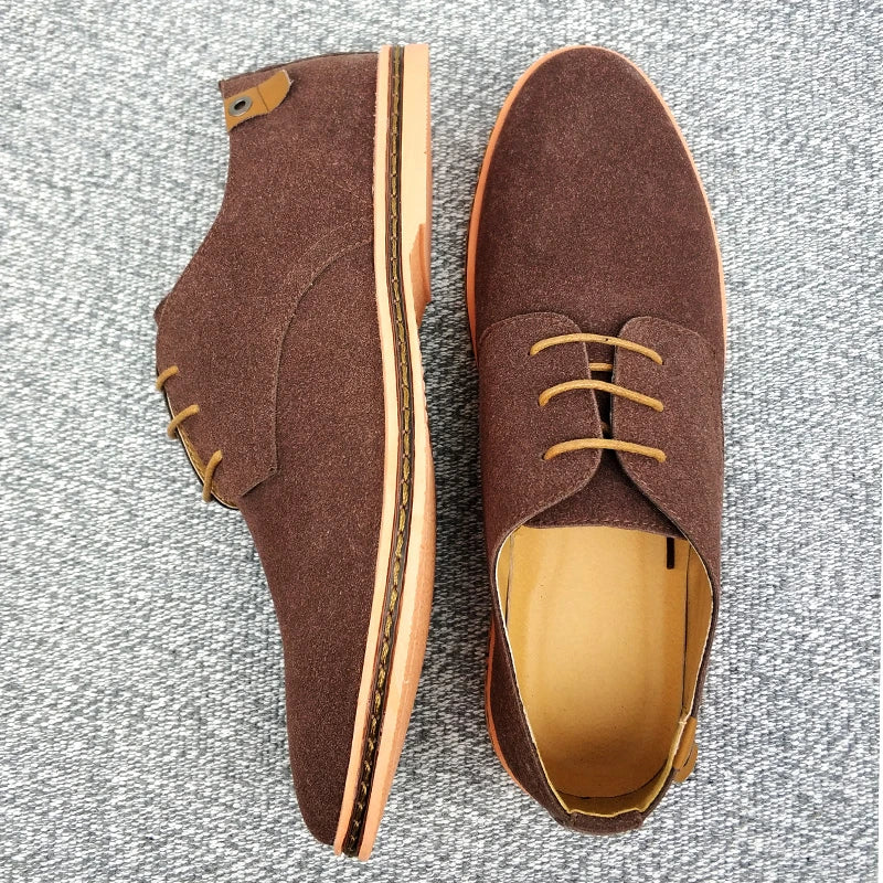 2024 Spring Suede Leather Men Shoes Oxford Casual Shoes Classic Sneakers Comfortable Footwear Dress Shoes Large Size Flats