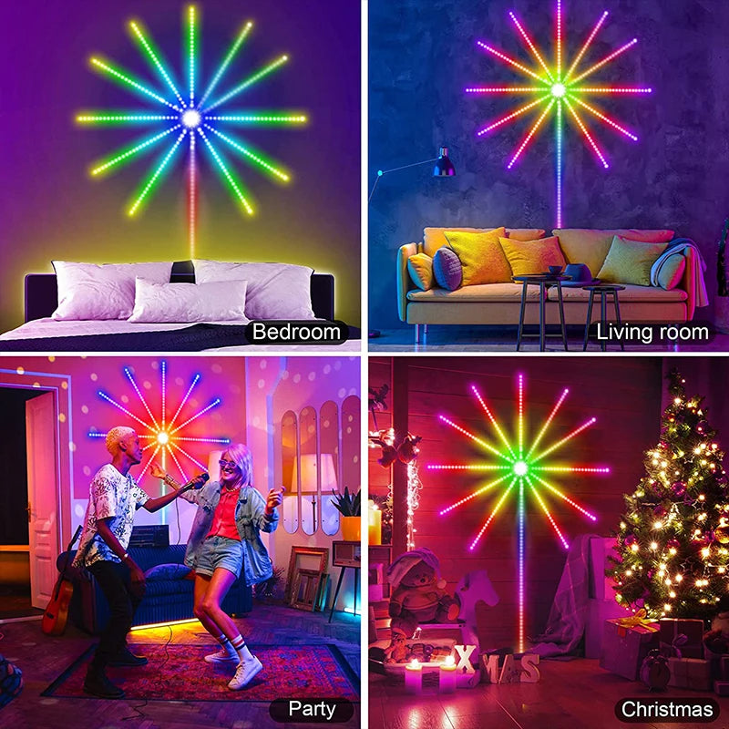 Firework Led Strip Lights For Room Wall Bluetooth Led Tape Light 5V Music Sync Led Lighting Strips Usb Led Strip Rgbic