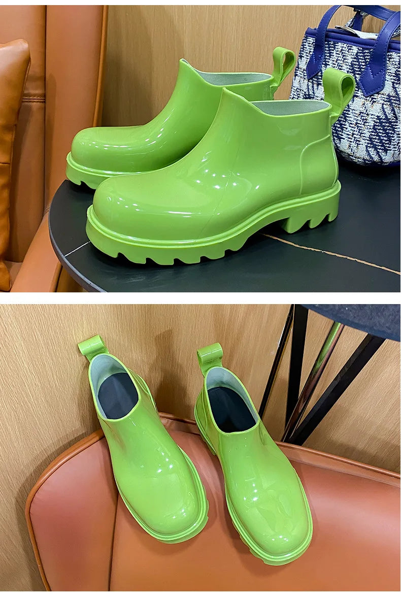 Fashion Women Waterproof Rain Boots Female Ankle Boots For Women Ladies Kitchen Rubber Boots Garden Work Water Shoes Galoshes