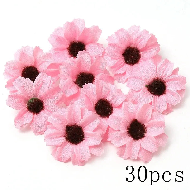 Pink Artificial Flowers Head For Wedding Home Room Decor DIY Fake Flowers For Decoration Birthday Party Craft Wreath Decoration