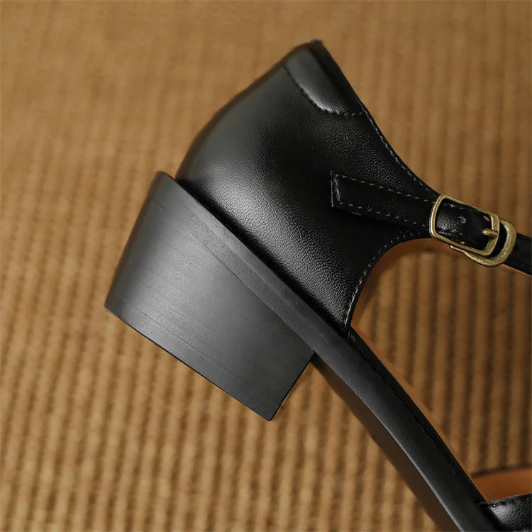 2024 Summer Women Shoes Pointed Toe Chunky Heel Shoes for Women Med-Heel Women Sandals Giadiator