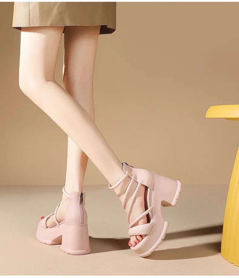 Women Platform High Heels Wedges Buckle Slope Sandals Women Shoes Summer New Fashion Thin Band Thick Sole Pumps Zapatos De Mujer