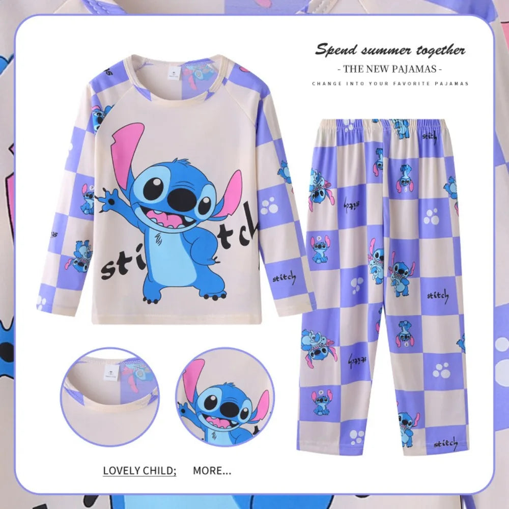 Disney Stitch Children Pajama Sets Suitable Comfortable Soft Print Kids Night Clothe Set Colorful Causal Homewear Autumn Winter