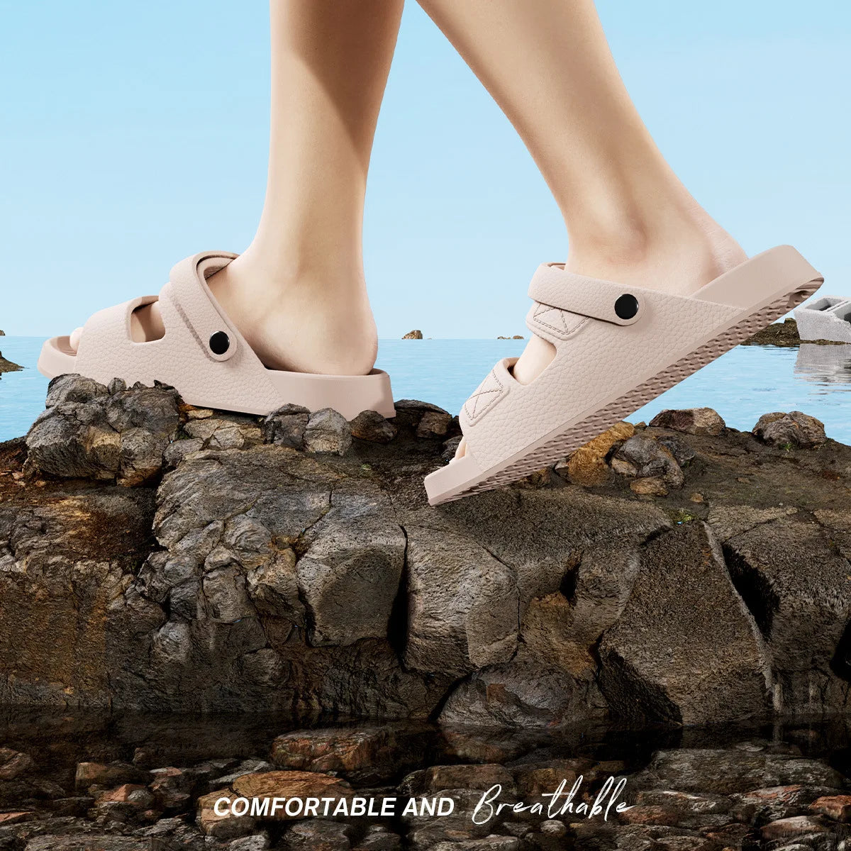 Shevalues New Sandals For Men Non-slip Outdoor Beach Shoes Soft Sole Comfortable Slides EVA Lightweight Men's Bathroom Slippers