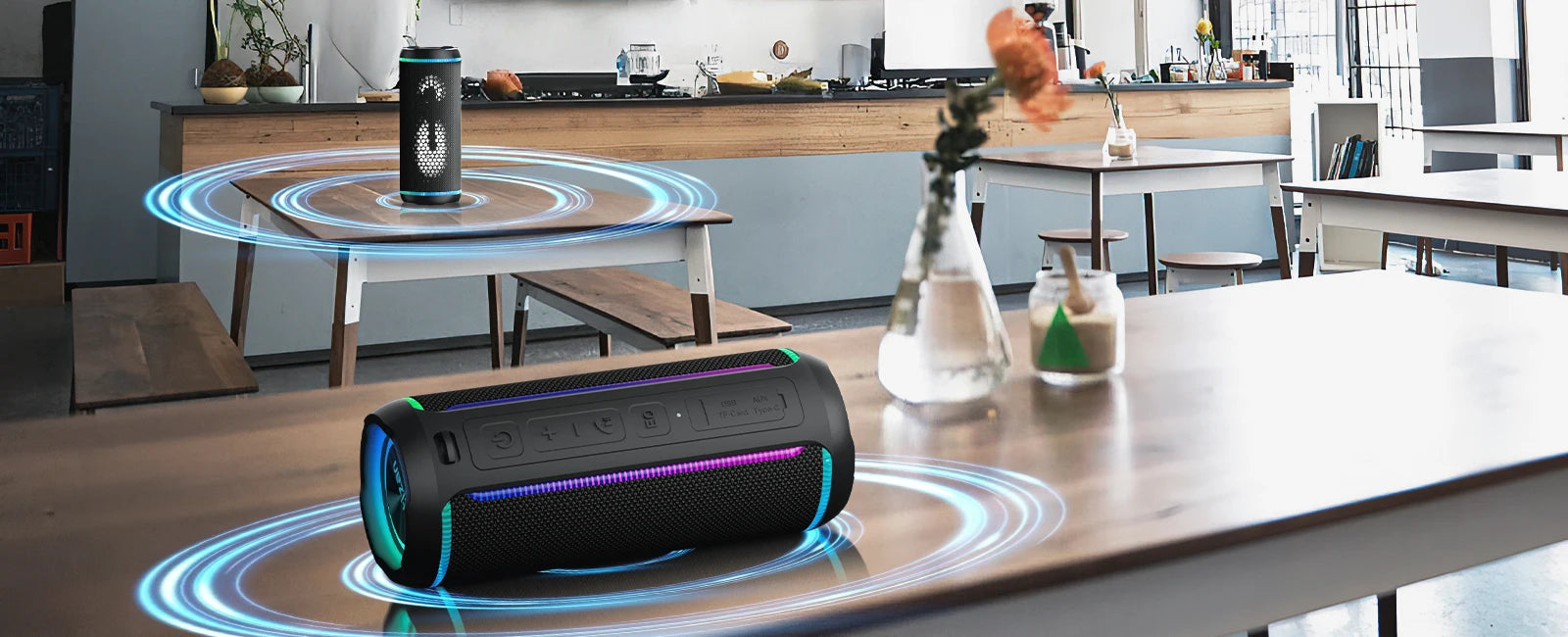 Ortizan Bluetooth Speaker X30, V5.3 Wireless IPX7 Waterproof Shower Speaker,40W HiFi Stereo Sound,TWS Pairing,30H Music Playtime