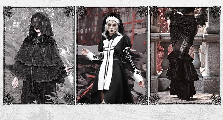 Original Gothic Love Velvet Flash Fishtail Dress 2025 Autumn New Japanese Sexy Girl Slim Elegant Long Halloween Lolita Dresses