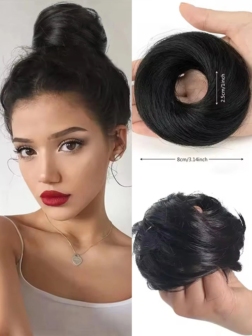 YELOWTIM Synthetic Chignon Elastic Rubber Band Fake Hair Bun Clip in on Hair Tail Extension Updo Hair Piece Ponytail For Women