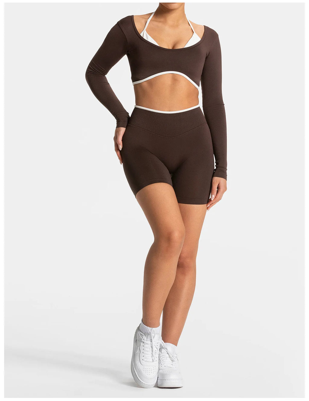 Seamless Fake Two-piece Long Sleeved Yoga Top  Women's Running and Fitness Sports Top Suit Top