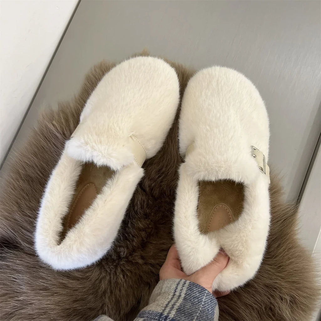 Autumn Women's Flat Shoes New Keep Warm Fur Flat Slip on Casual Shoes for Women Loafers New Fashion Light Women's Walking Shoes