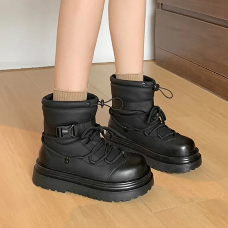 Women's Snow Boots Winter Ankle-length Flat Thick Sole Warm Cotton Shoes Short Plush Women's 2024 Casual Boots Style Flat With