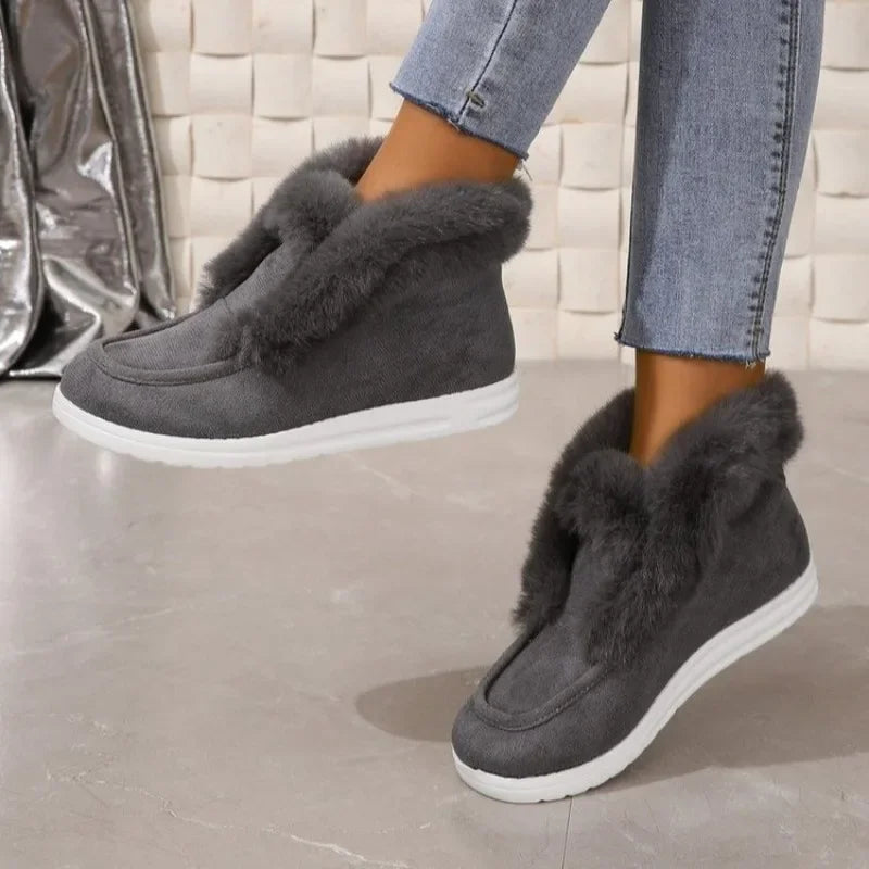Ankle Boots Women's Winter Warm Plush Snow Boots Suede Leather Shoes Women's Comfortable Women's Shoes Platform Boots