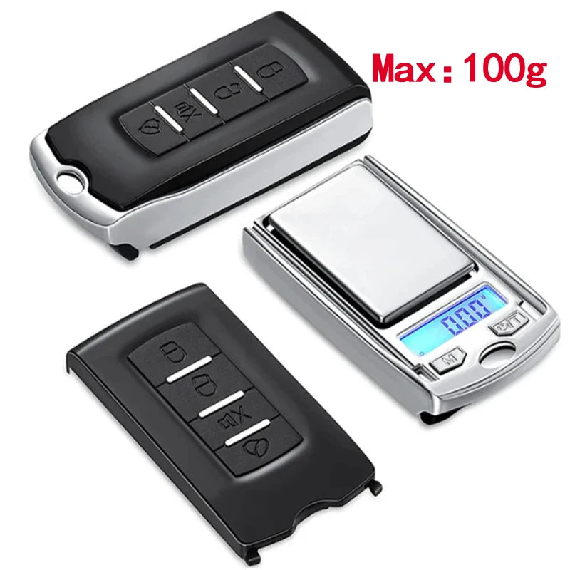 1Pcs 200g/100g 0.01g Precision Portable Car Key Shape Mini Digital Pocket Electronic Gram Scale with LCD Display