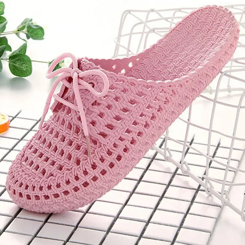 Summer Ladies Baotou Slippers with Hollow Fashion Soft Bottom Hole Shoes Women Wear Beach Sandals and Slippers