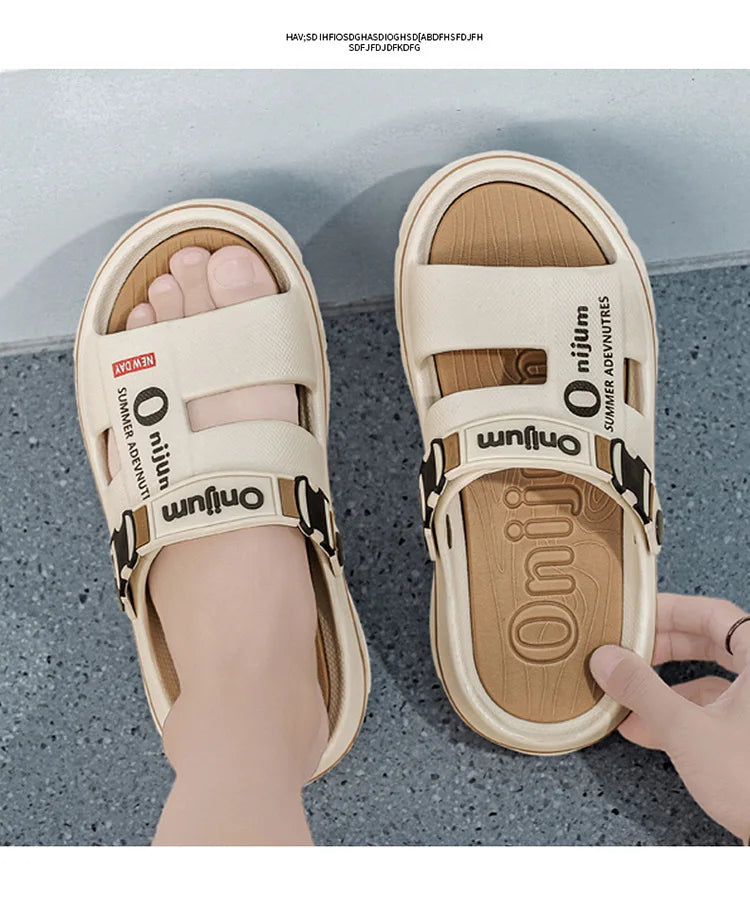 Summer Shoes Men Men's Sandals Anti-odor Thick Bottom Home Slippers Male Fashion New Anti-slip and Wear-resistant 2025 Eva Beach