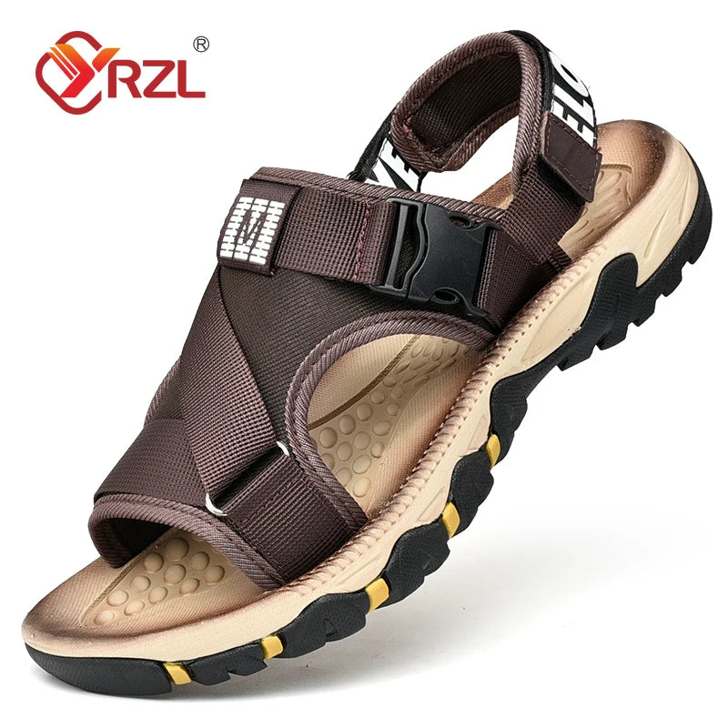 YRZL Men Sandals Summer Mesh Buckle Lightweight Beach Shoes Non Slip Outdoor Sandals for Men Sport Casual Resistant Footwear Man