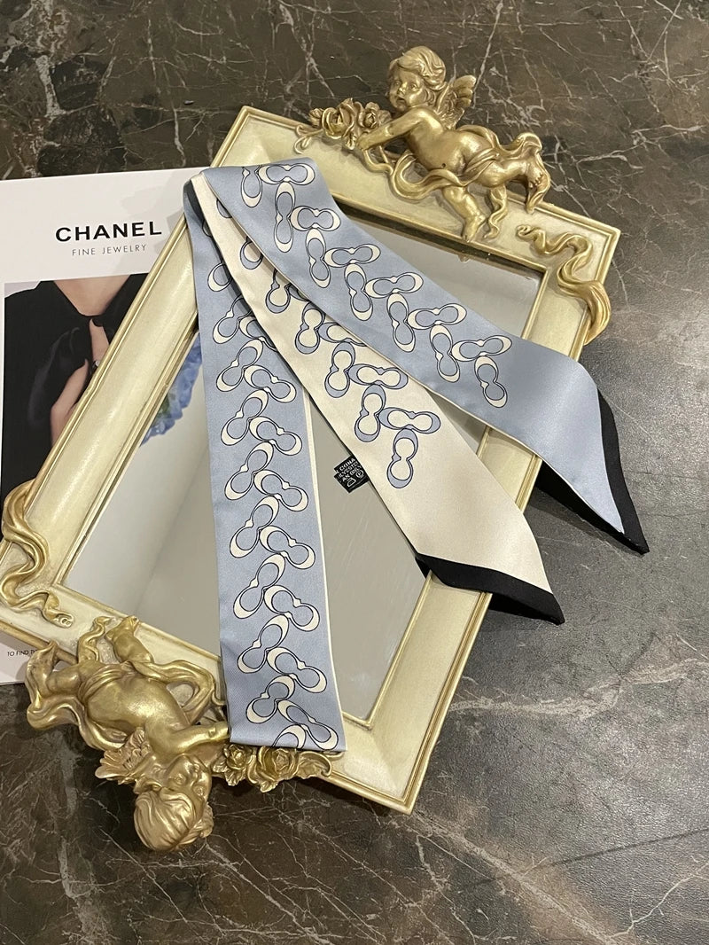 Korean Version of The Autumn Plain Color New Women's Ribbon Hair Ribbon Streamer Tied bag Long belt silk scarf Small Scarf Scarf