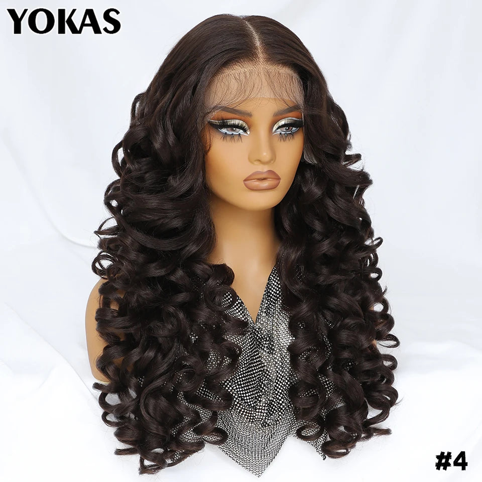 Latisha Lace Frontal Wig Synthetic 13x6 Curly Pre-Plucked Lace Frontal Wig With Baby Hair For Female 24" Lace Frontal Women Wigs