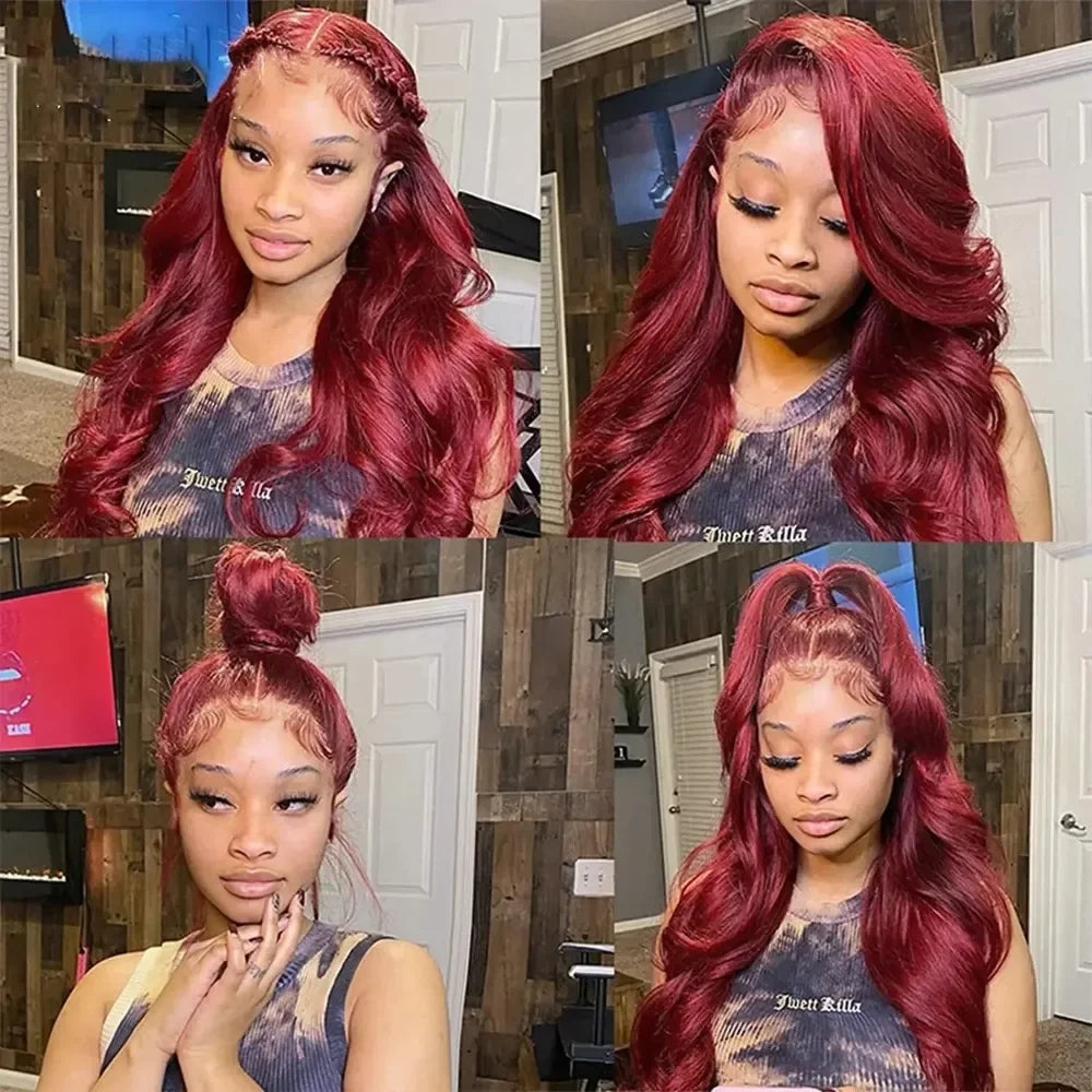 Lafino Loose Body Wave 13x4 Lace Frontal 99j Hd Lace Frontal Wig 13x6 Burgundy Human Hair Wig Colored Human Hair Wigs For  Women