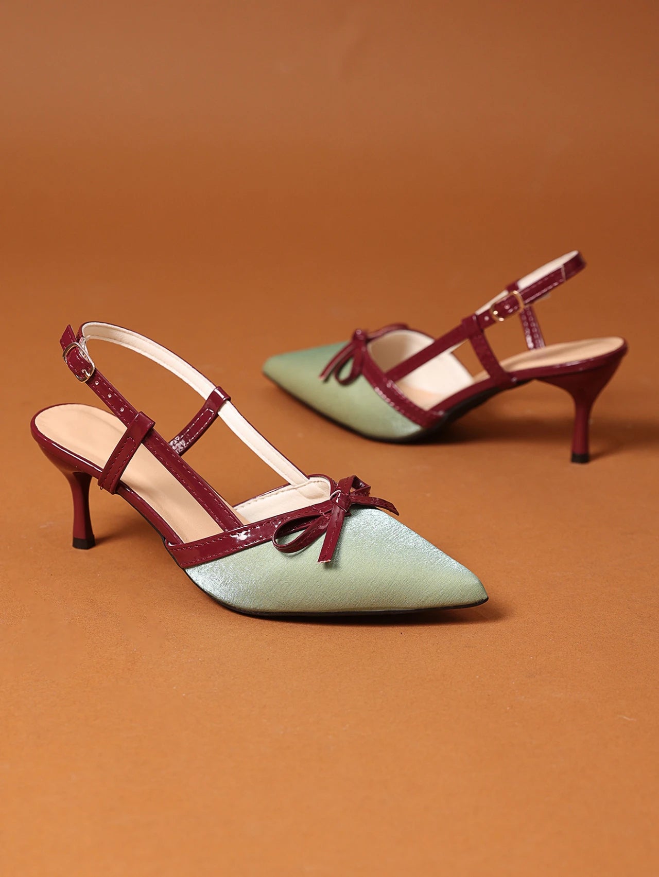 Clear Green Bow Toe Sandals for Women Summer New Fairy with Skirt Pointed Toe Back Empty Color Matching High Heels