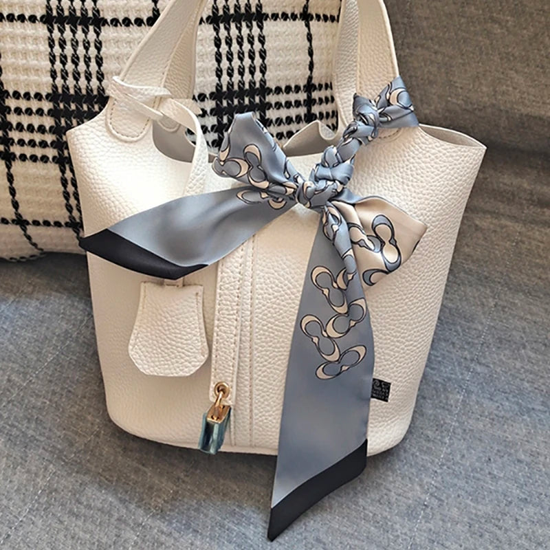 Korean Version of The Autumn Plain Color New Women's Ribbon Hair Ribbon Streamer Tied bag Long belt silk scarf Small Scarf Scarf