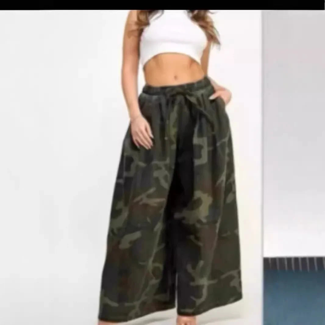 Fashionable Casual Camouflage Wide Leg Pants Women's Autumn Winter New Arrival Comfortable Loose Trousers Female Clothing