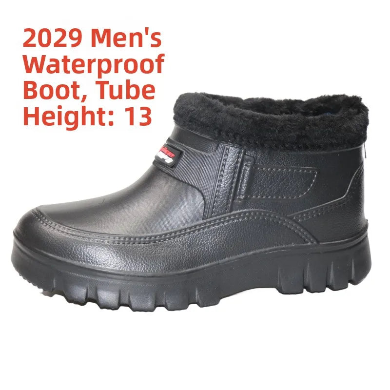Men's Winter Snow Boots Waterproof Warm Fce Work oes Kitchen Hygiene Cotton Single oes for Laundry