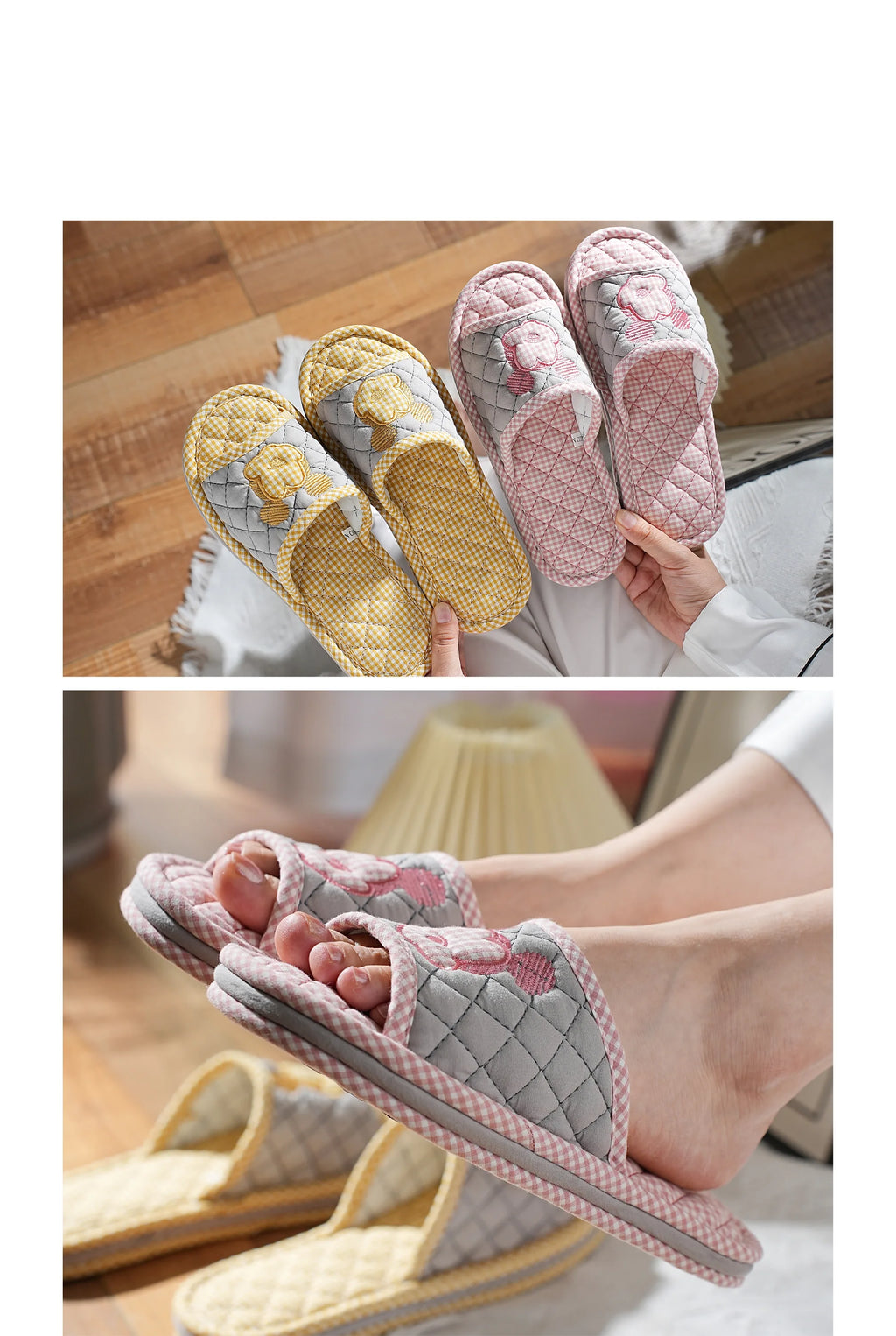 New Pure Cotton Thiened Tee-Layer Simple ex Soft Bot Noise Reduction Indoor Home Floor Slippers Couple Home oes