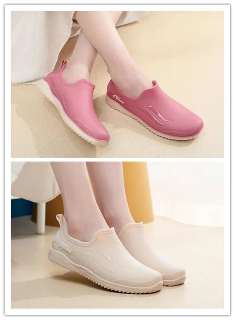 Low-top Rain Boots Women's Kitchen Water Boots Waterproof Exterior Wear Casual Flat Work Non-slip Lightweight Men's Rain Boots