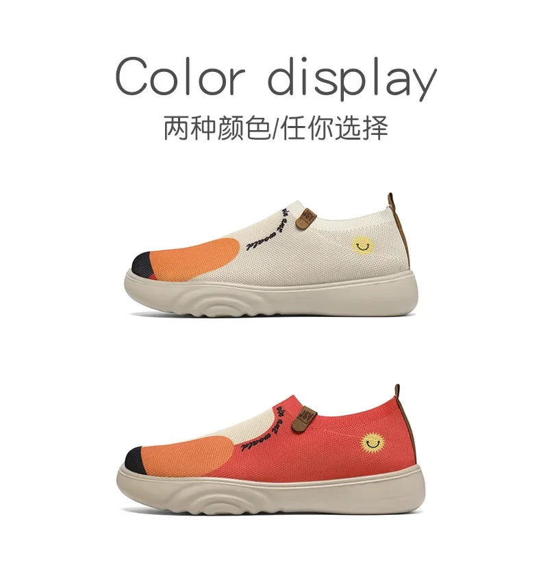 Spring and summer women's breathable knitted sports shoes, casual sponge shoes, lightweight mesh low top shoes  platform boots