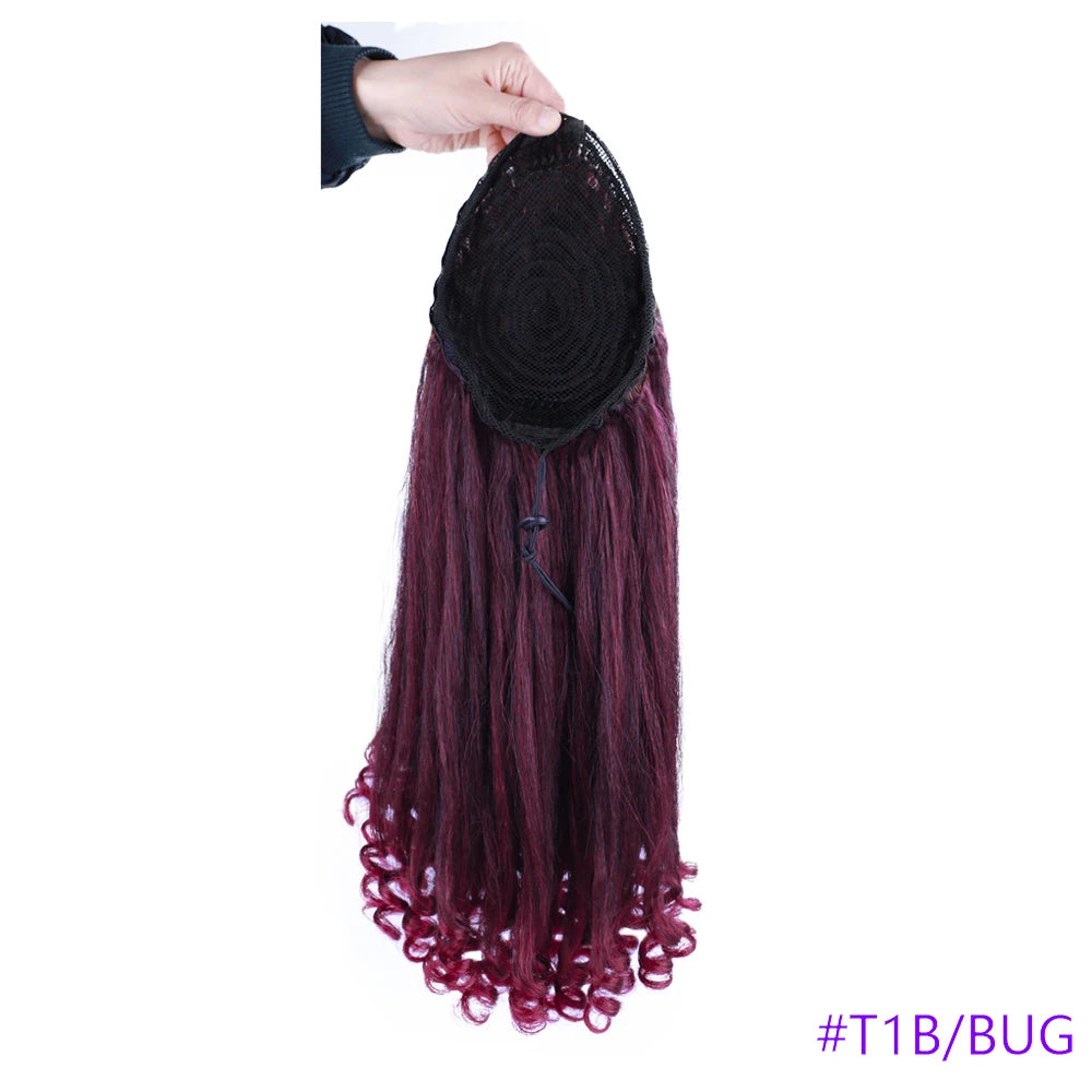 Synthetic Long Curly End Ponytail Extension Synthetic Draw-string Ponytail Clip-In Hair Extension For Women Natural Looking