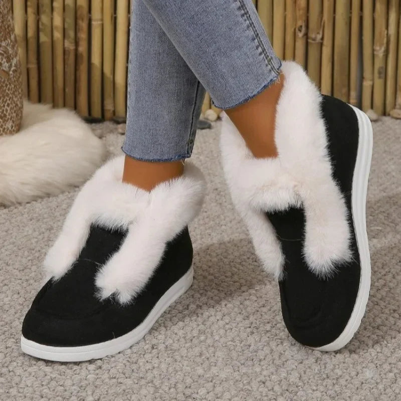 Ankle Boots Women's Winter Warm Plush Snow Boots Suede Leather Shoes Women's Comfortable Women's Shoes Platform Boots