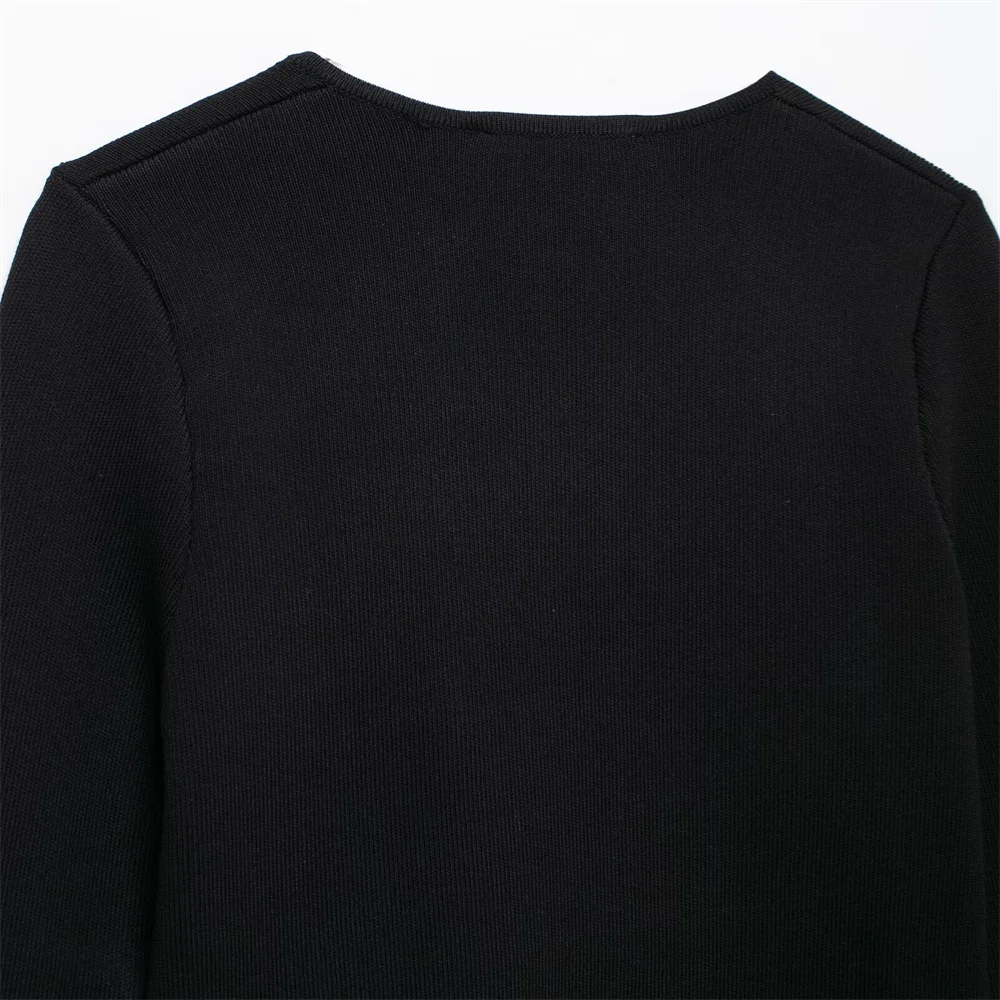 PB&ZA2024 Autumn New Women's Clothing Style Slimming Asymmetric Knitted Coat Small Folded Splicing Skirt Set