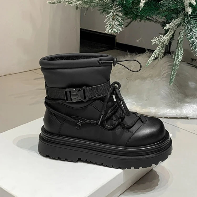 Women's Snow Boots Winter Ankle-length Flat Thick Sole Warm Cotton Shoes Short Plush Women's 2024 Casual Boots Style Flat With
