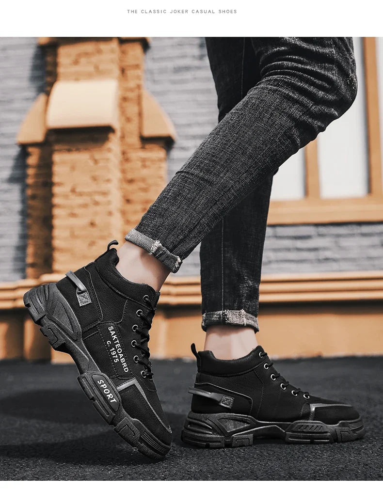 Men's Casual Boots Soft Sole Anti Slip Four Seasons Work Outdoor Botas Student Sports Boot Fashion Youth Versatile Trendy Boots