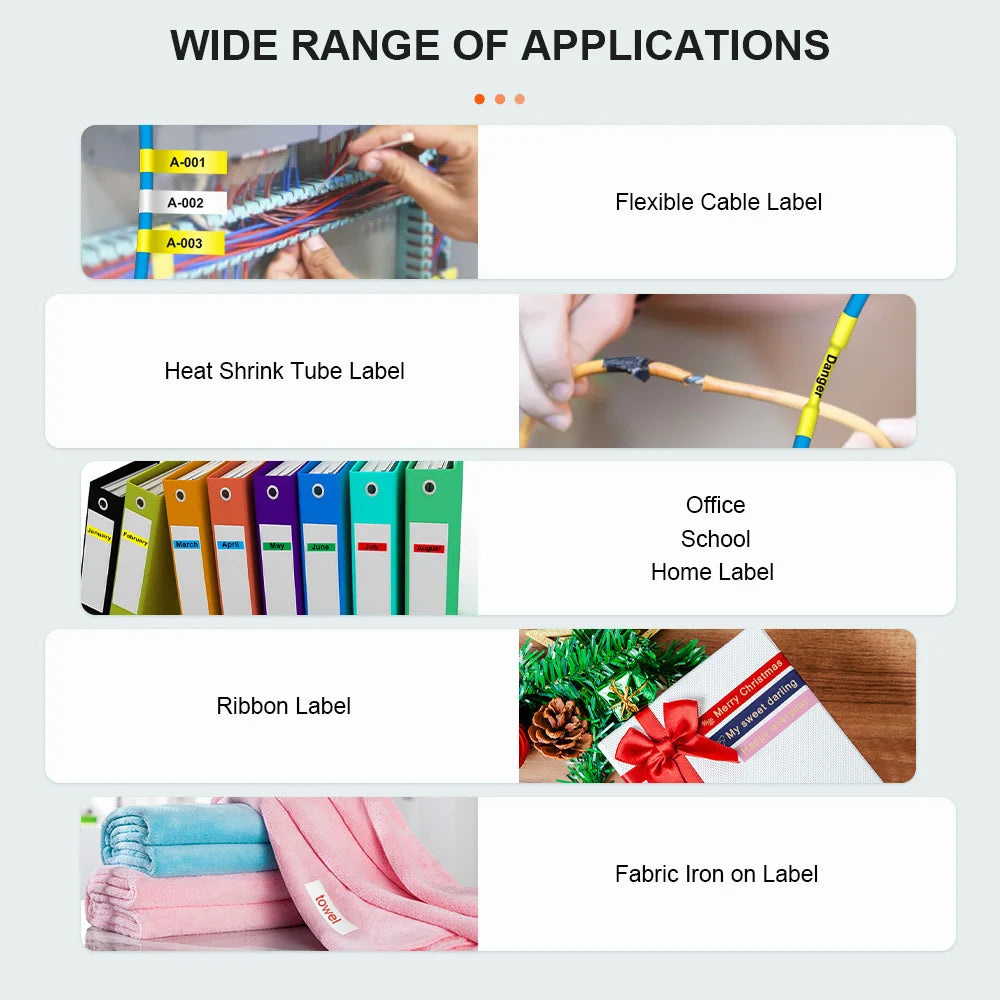 PS100E Auto Cutting Label Printer with 10PK Heat Shrink Tube Tape 11.8mm for HSe231 Portable Industrial Label Maker Machine