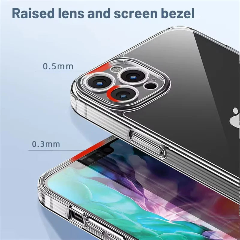 Transparent Phone Case For iPhone 11 12 13 14 15 Pro Max Mini For iPhone X XS Max XR 8 7 6 Plus TPU Soft Back Cover Clear Case