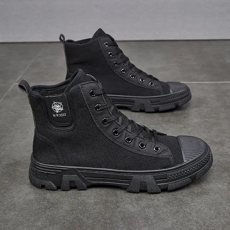 Man Shoes Lace Up Warm Industrial Safety High Cut Boots for Men with Fur Work Winter Footwear Cheap Casual Classic Non Slip Y2k