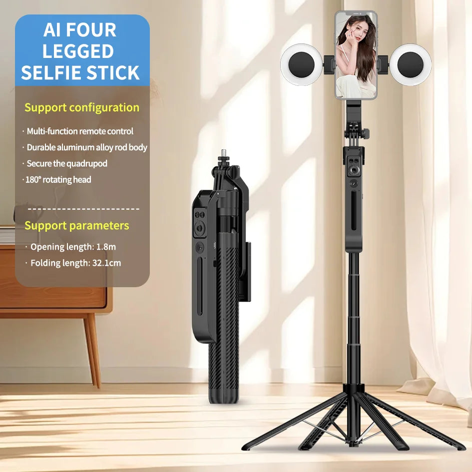 COOL DIER 2025 NEW Gimbal Stabilizer Wireless Selfie Stick Foldable Tripod Holder With Bluetooth Shutter Monopod For IOS Android