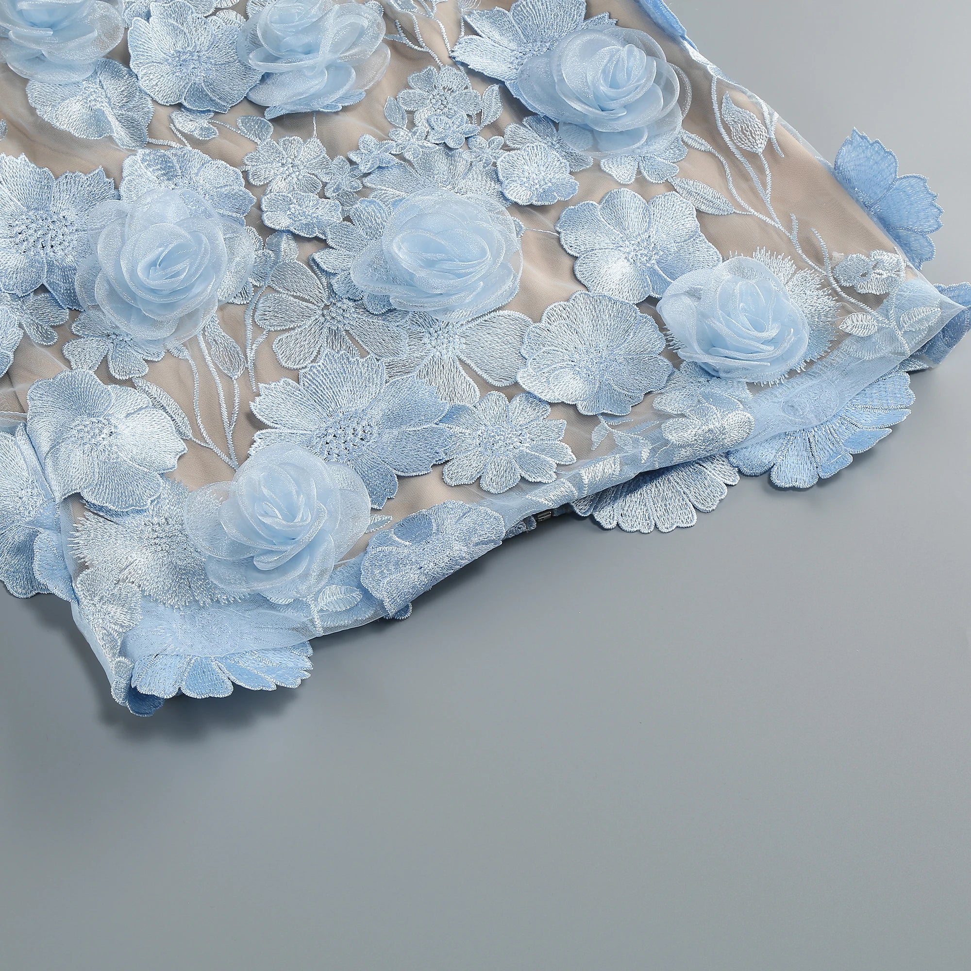 New sexy embroidered flower strapless dress, women's back tie adjustable party dress