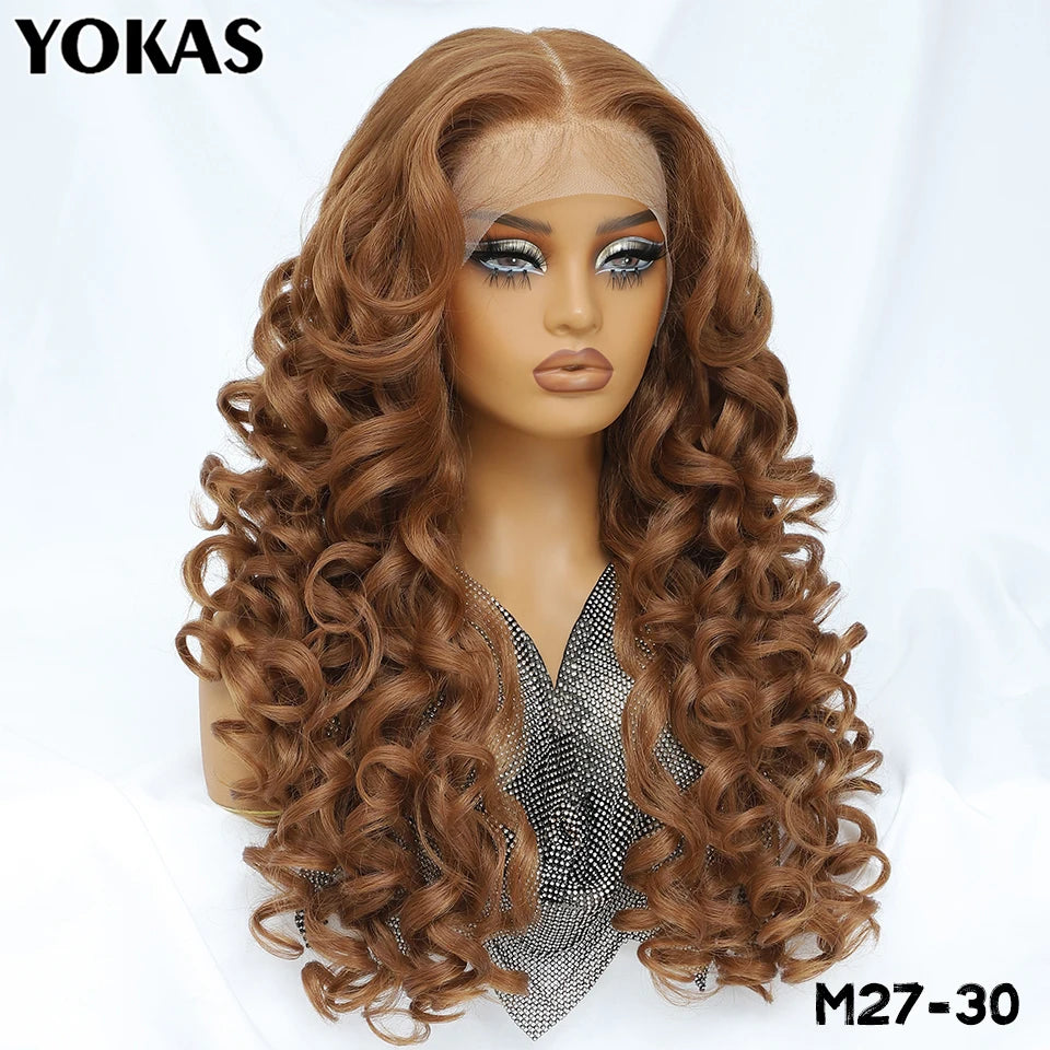 Latisha Lace Frontal Wig Synthetic 13x6 Curly Pre-Plucked Lace Frontal Wig With Baby Hair For Female 24" Lace Frontal Women Wigs